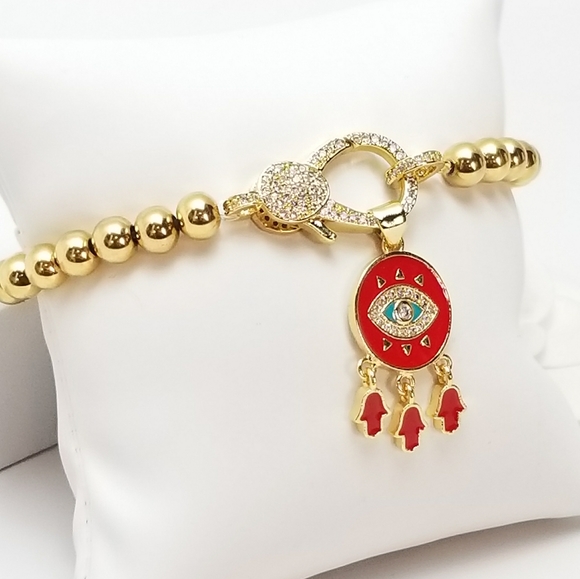 NWT Evil Eye Hamsa 18K Gold Stainless Steel NEW - Picture 7 of 10